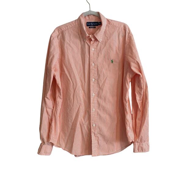 Ralph Lauren Other - Vintage 90s Polo Ralph Lauren Orange White Stripe Custom Fit Dress Shirt Size XL